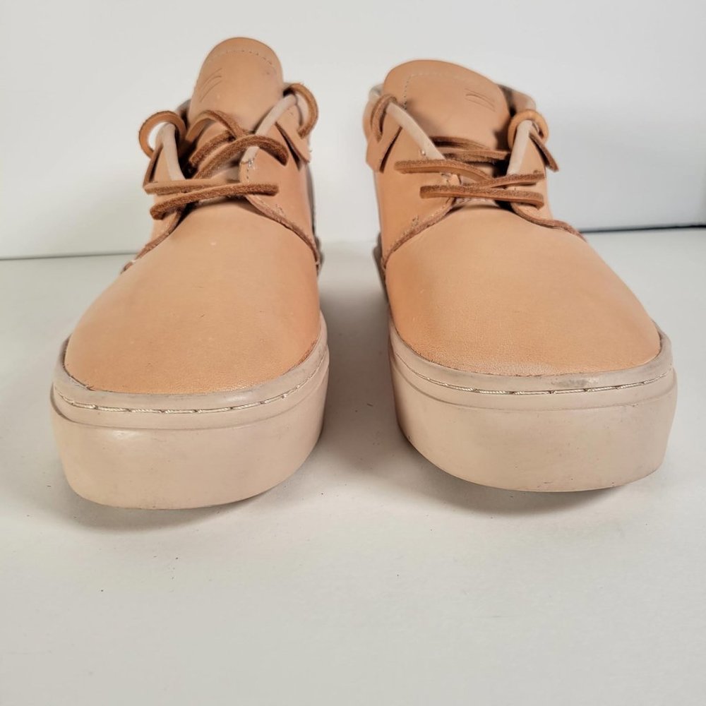 Clean Weather Vegan Raw Undyed Tan Leather Unisex Sneaker Women Size 9 1/2 - Picture 6 of 14